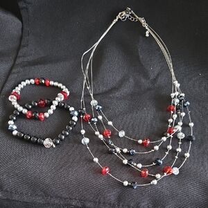 Chic Beaded Necklace and Bracelet Set